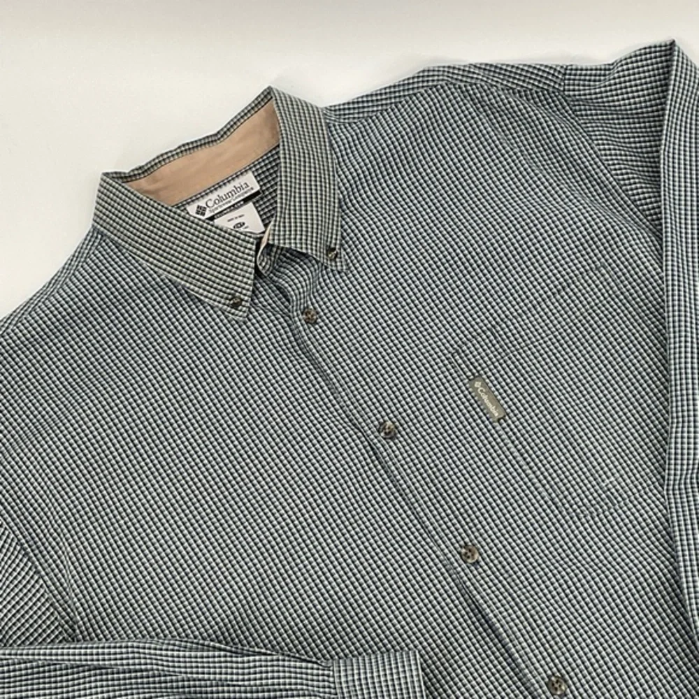 Columbia Men’s Button Down Flannel Blue and‎ White Size 2 XT M14 - Picture 3 of 4